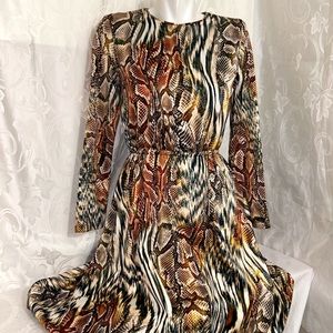 CAVALLI Cheetah Animal Print Long A-Line Dress